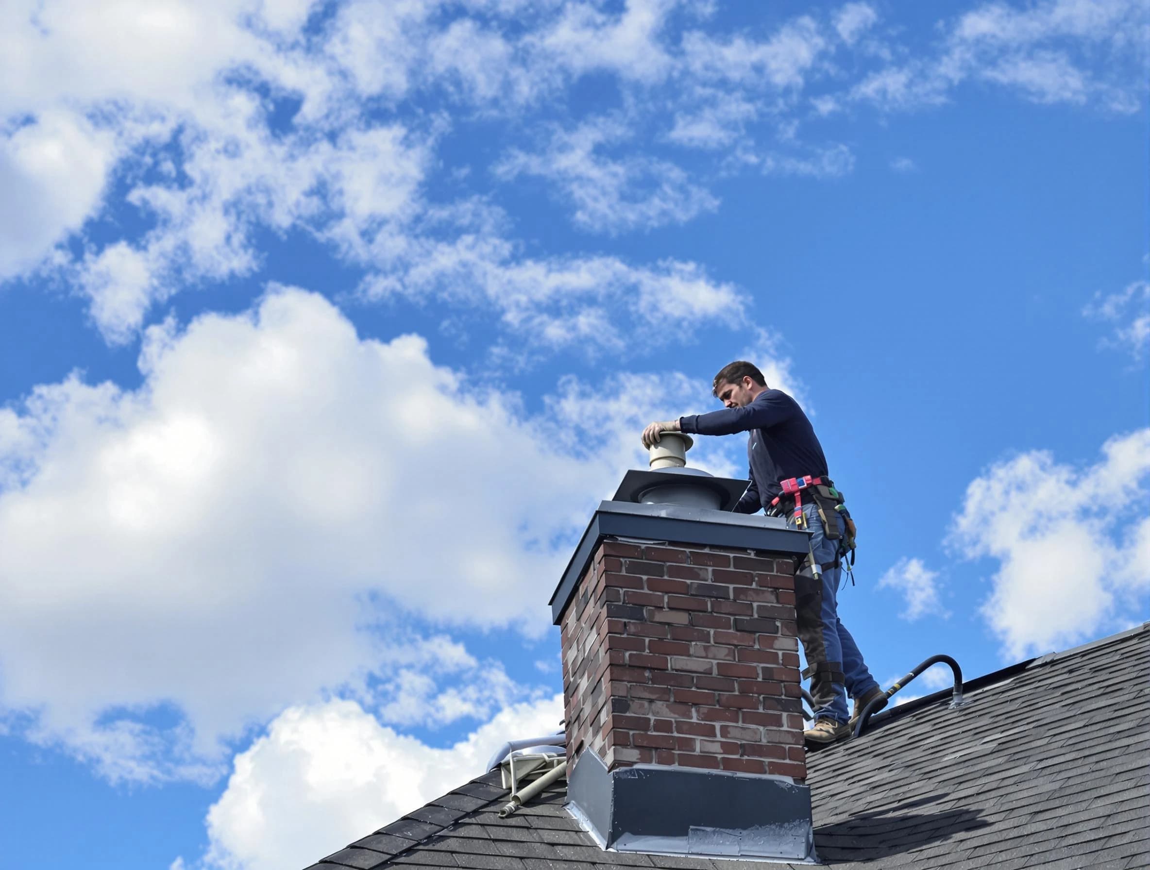 Orem Chimney Sweep installing a sturdy chimney cap in Orem, UT