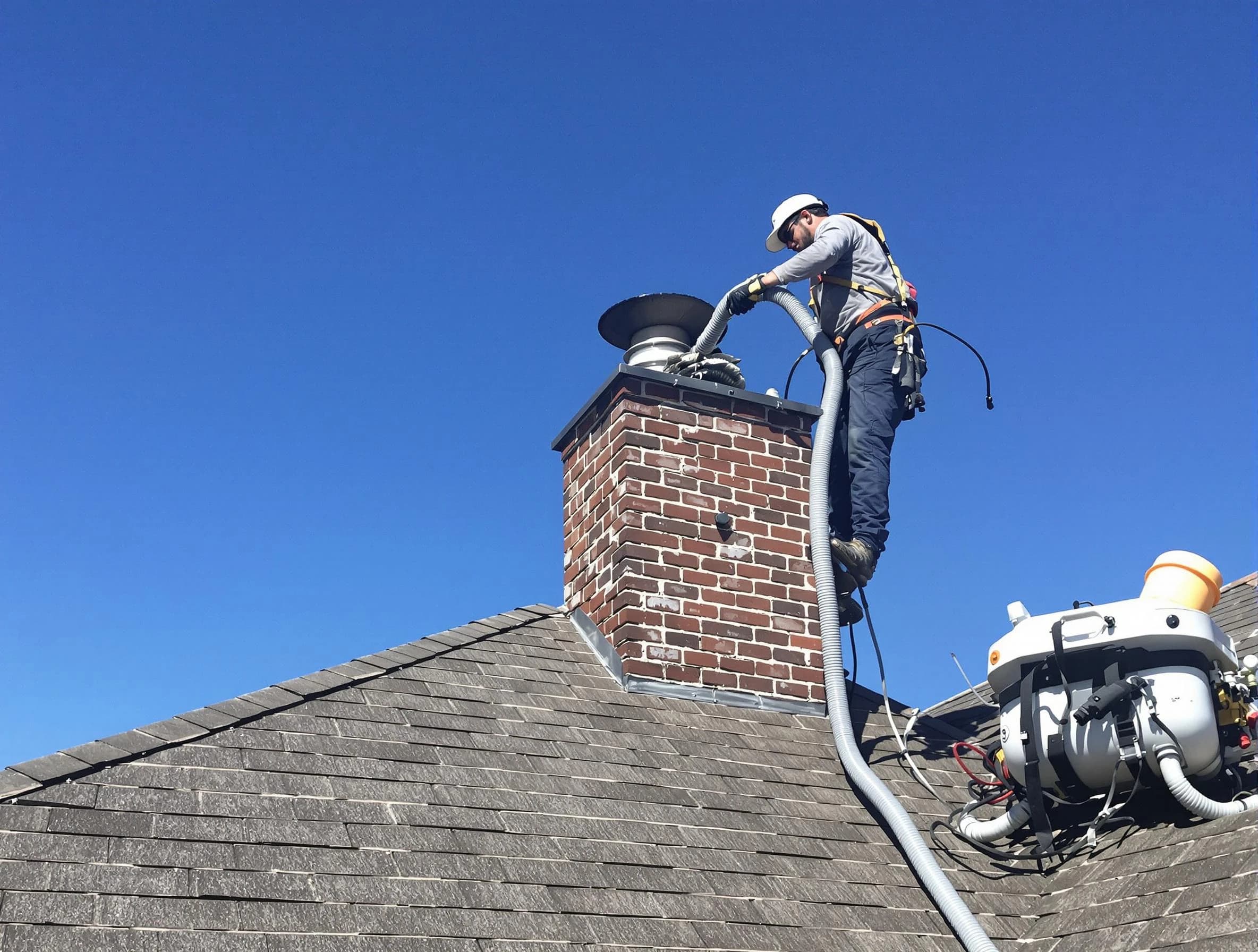 Dedicated Orem Chimney Sweep team member cleaning a chimney in Orem, UT