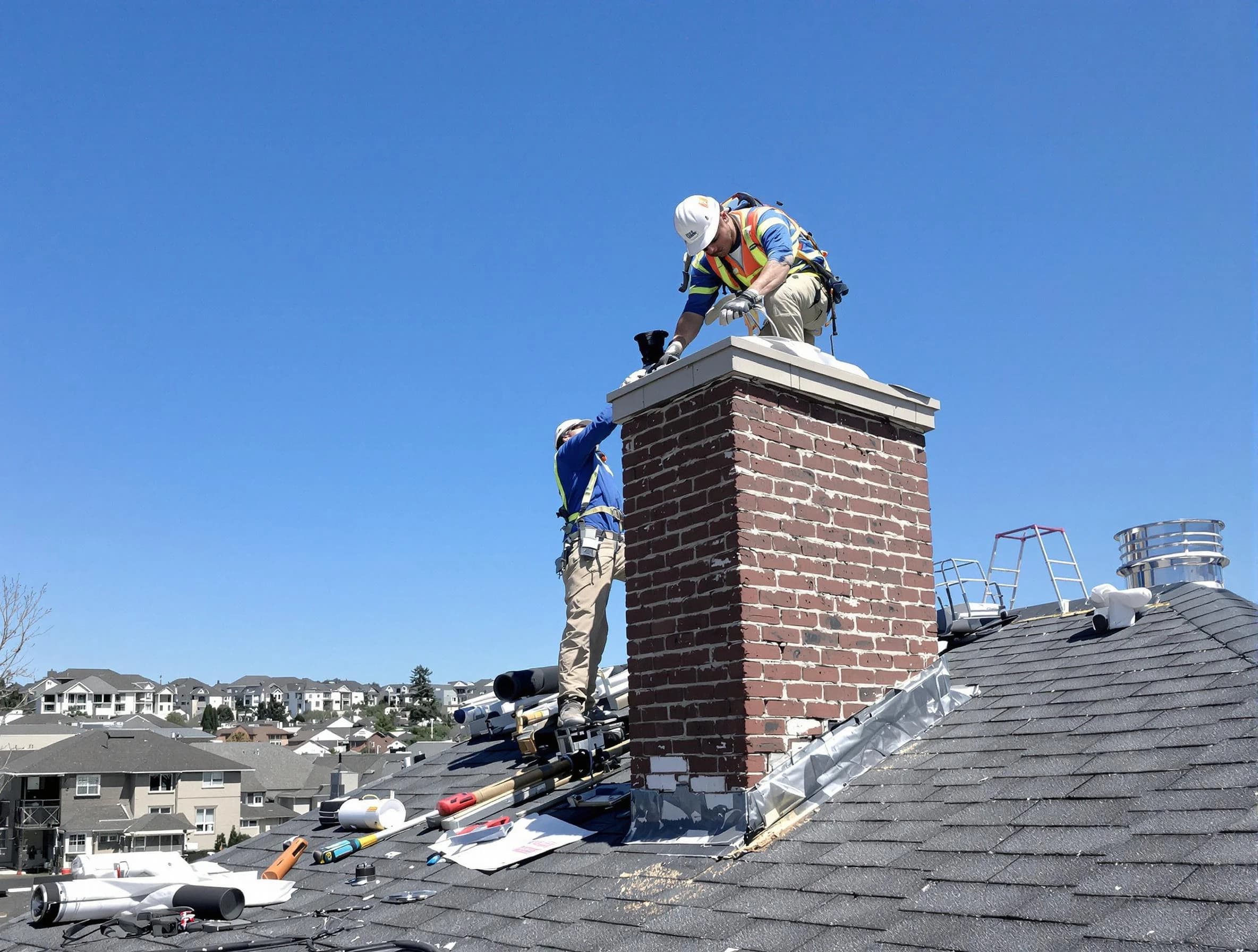 Orem Chimney Sweep repairing a chimney crown in Orem, UT