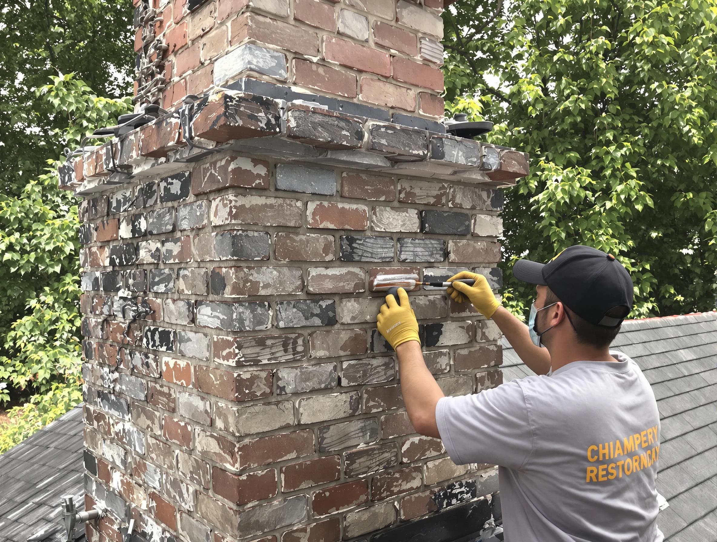 In-progress chimney restoration by Orem Chimney Sweep in Orem, UT