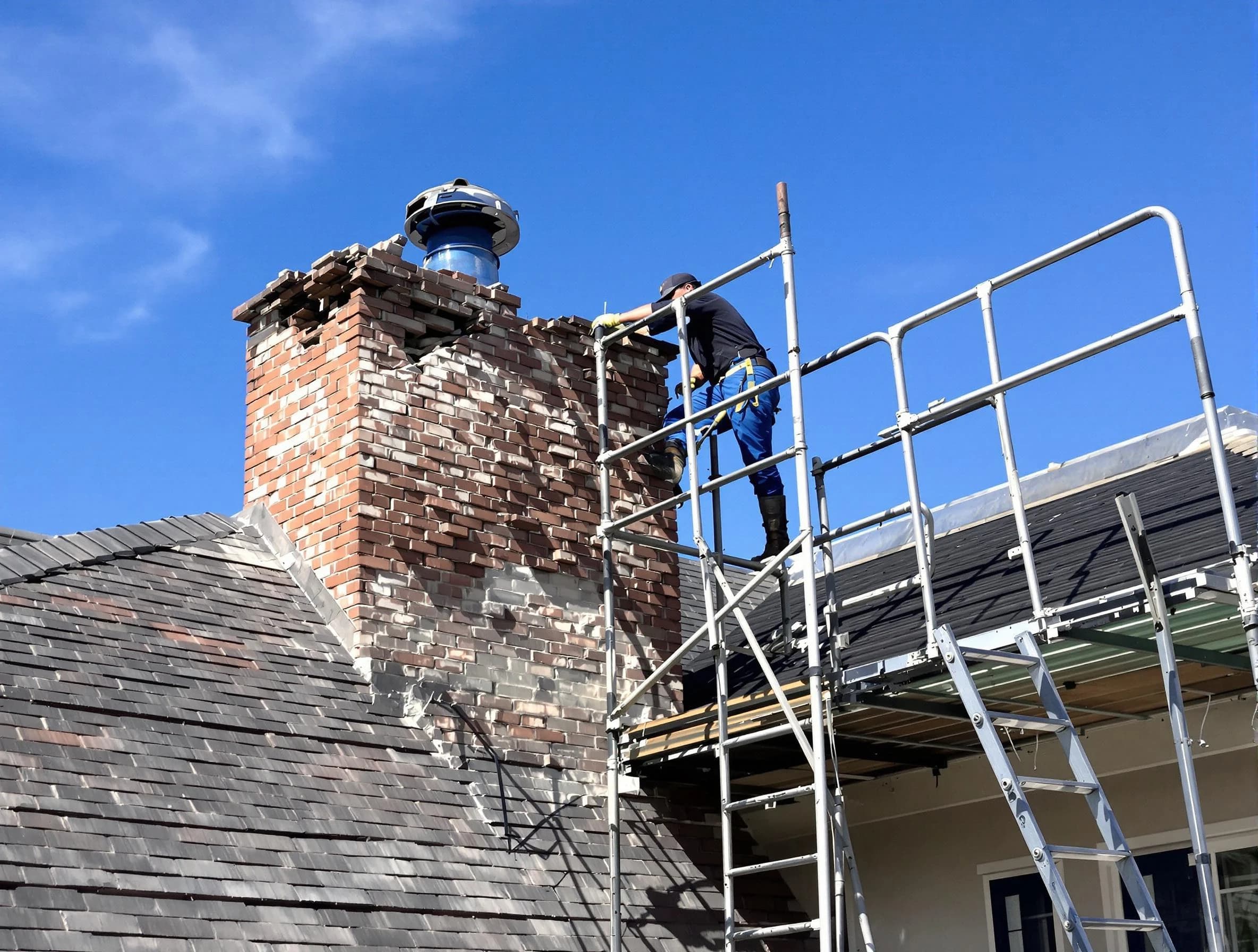 Rebuilding a chimney structure by Orem Chimney Sweep in Orem, UT