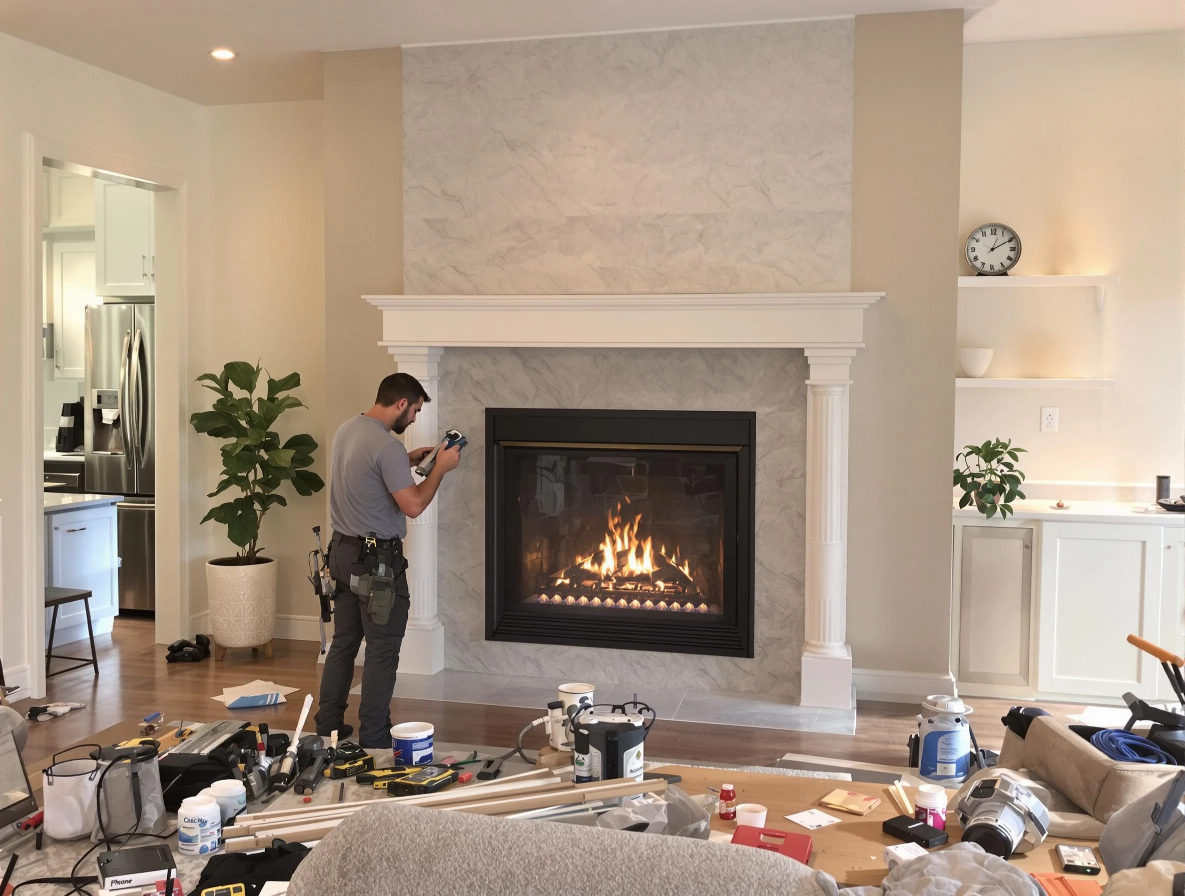 Newly installed fireplace by Orem Chimney Sweep in Orem, UT
